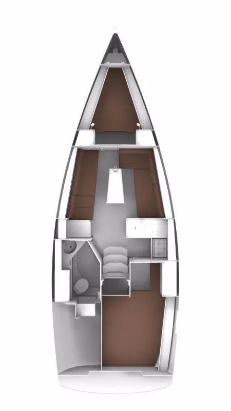 Floor plan of Cleo, a Bavaria Cruiser 34 sailboat at Grad Pula, Croatia