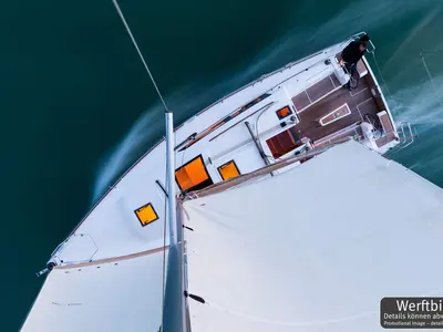 Deck of Nice to Have, a Dufour 382 GL sailboat at Heiligenhafen, Germany