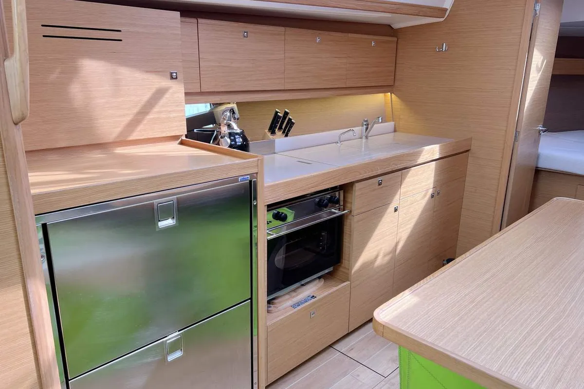 Galley of Nice to Have, a Dufour 382 GL sailboat at Heiligenhafen, Germany