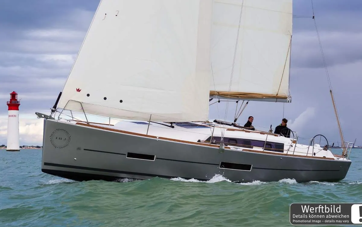 Exterior view of Nice to Have, a Dufour 382 GL sailboat at Heiligenhafen, Germany