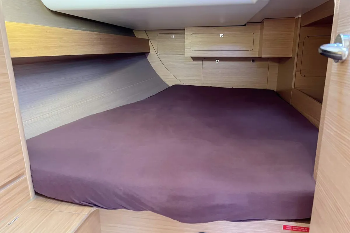 Cabin on Nice to Have, a Dufour 382 GL sailboat at Heiligenhafen, Germany