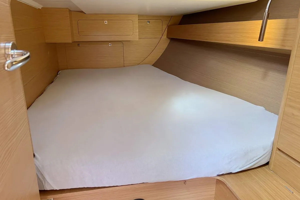 Cabin on Nice to Have, a Dufour 382 GL sailboat at Heiligenhafen, Germany