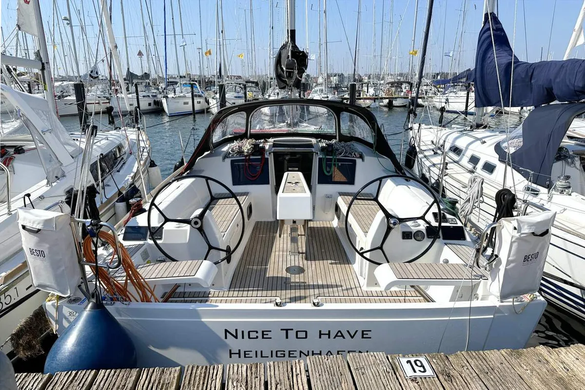 Cockpit of Nice to Have, a Dufour 382 GL sailboat at Heiligenhafen, Germany