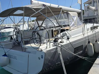 Cockpit of Anse Soleil, a Beneteau Oceanis 46.1 sailboat at Općina Rogoznica, Croatia