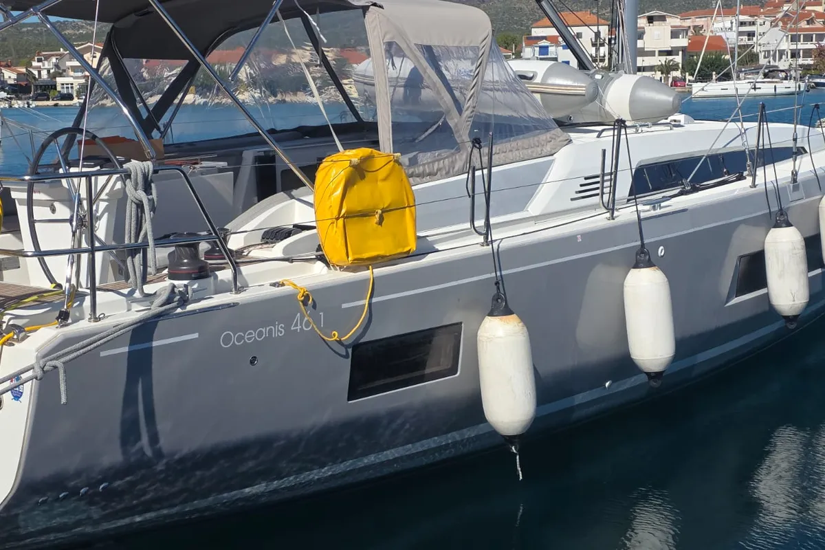 Exterior view of Anse Soleil, a Beneteau Oceanis 46.1 sailboat at Općina Rogoznica, Croatia