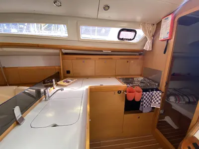 Galley of Blue Sky, a Jeanneau Sun Odyssey 36i sailboat at Fethiye, Turkey