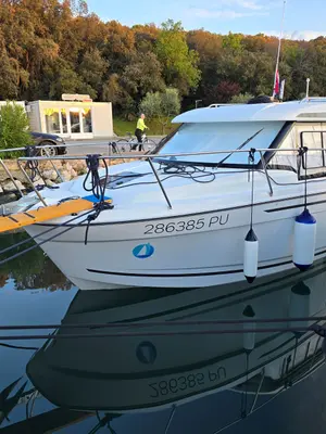 Exterior view of Medolino, a Jeanneau Merry Fisher 795 Series 2 motorboat at Grad Pula, Croatia
