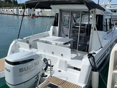 Deck of Medolino, a Jeanneau Merry Fisher 795 Series 2 motorboat at Grad Pula, Croatia