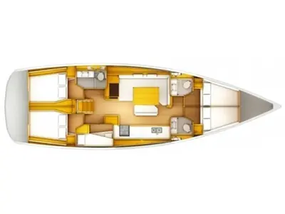 Floor plan of Jeanneau Sun Odyssey 519, a sailboat at Horta, Portugal