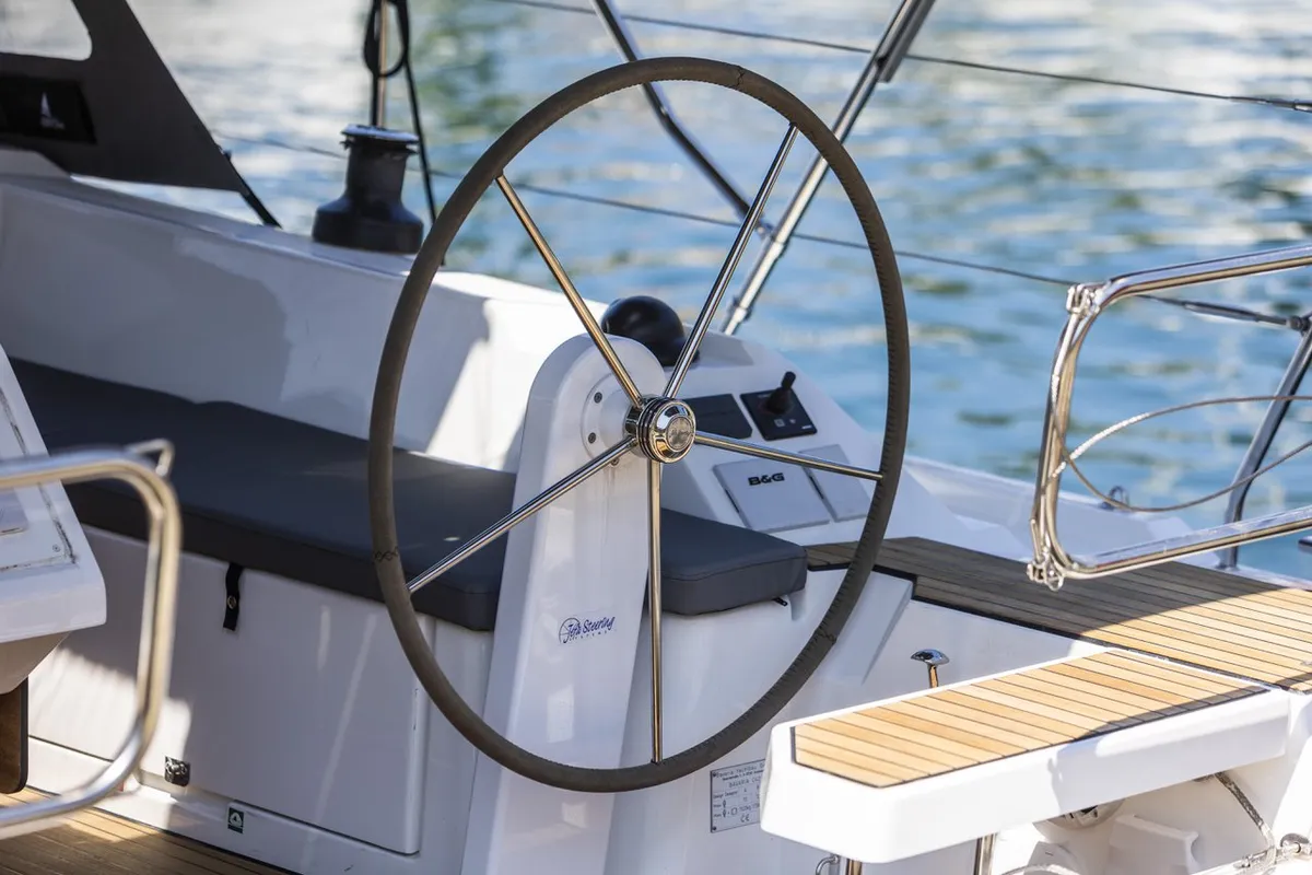 Cockpit of Maraschino, a Bavaria C42 sailboat at Zadar, Croatia