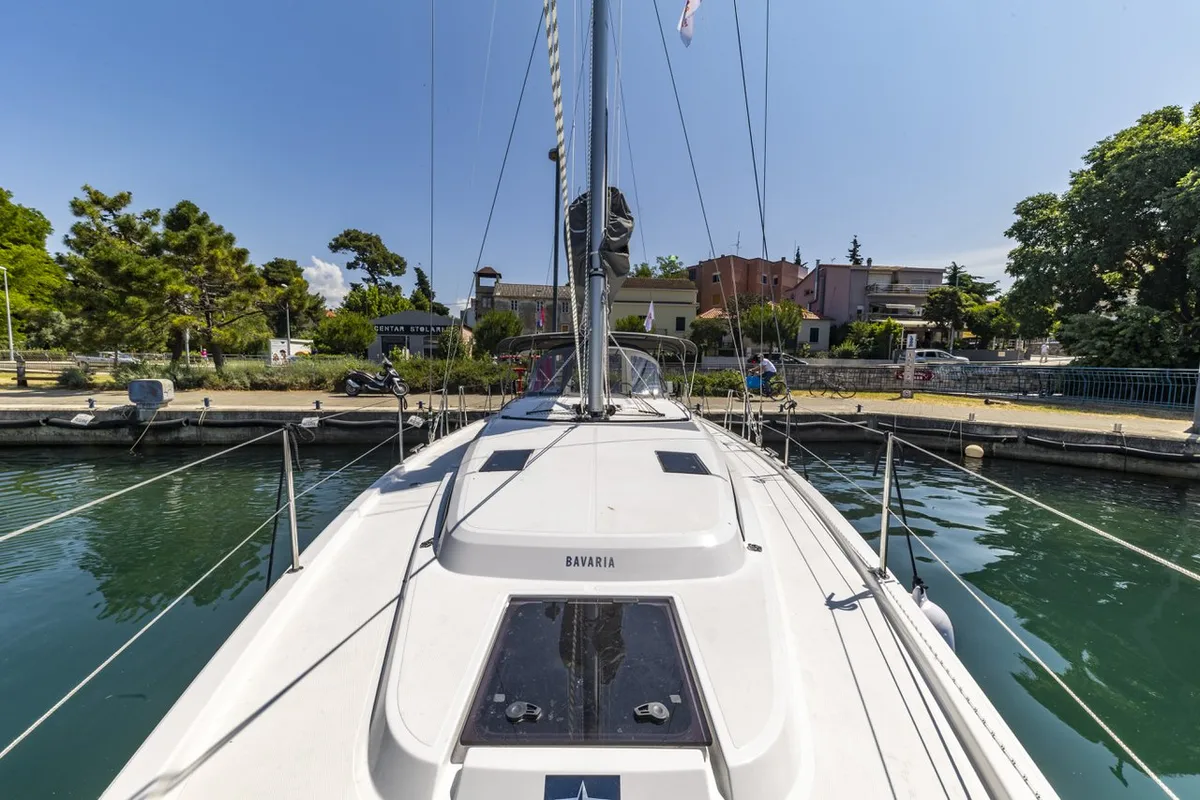 Exterior view of Maraschino, a Bavaria C42 sailboat at Zadar, Croatia
