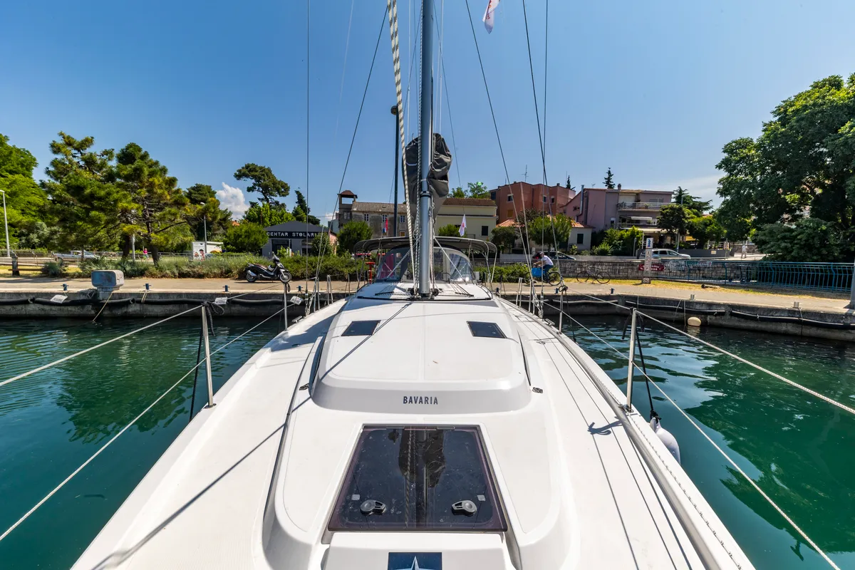 Exterior view of Maraschino, a Bavaria C42 sailboat at Zadar, Croatia