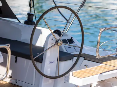 Cockpit of Maraschino, a Bavaria C42 sailboat at Zadar, Croatia