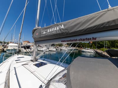 Deck of Maraschino, a Bavaria C42 sailboat at Zadar, Croatia