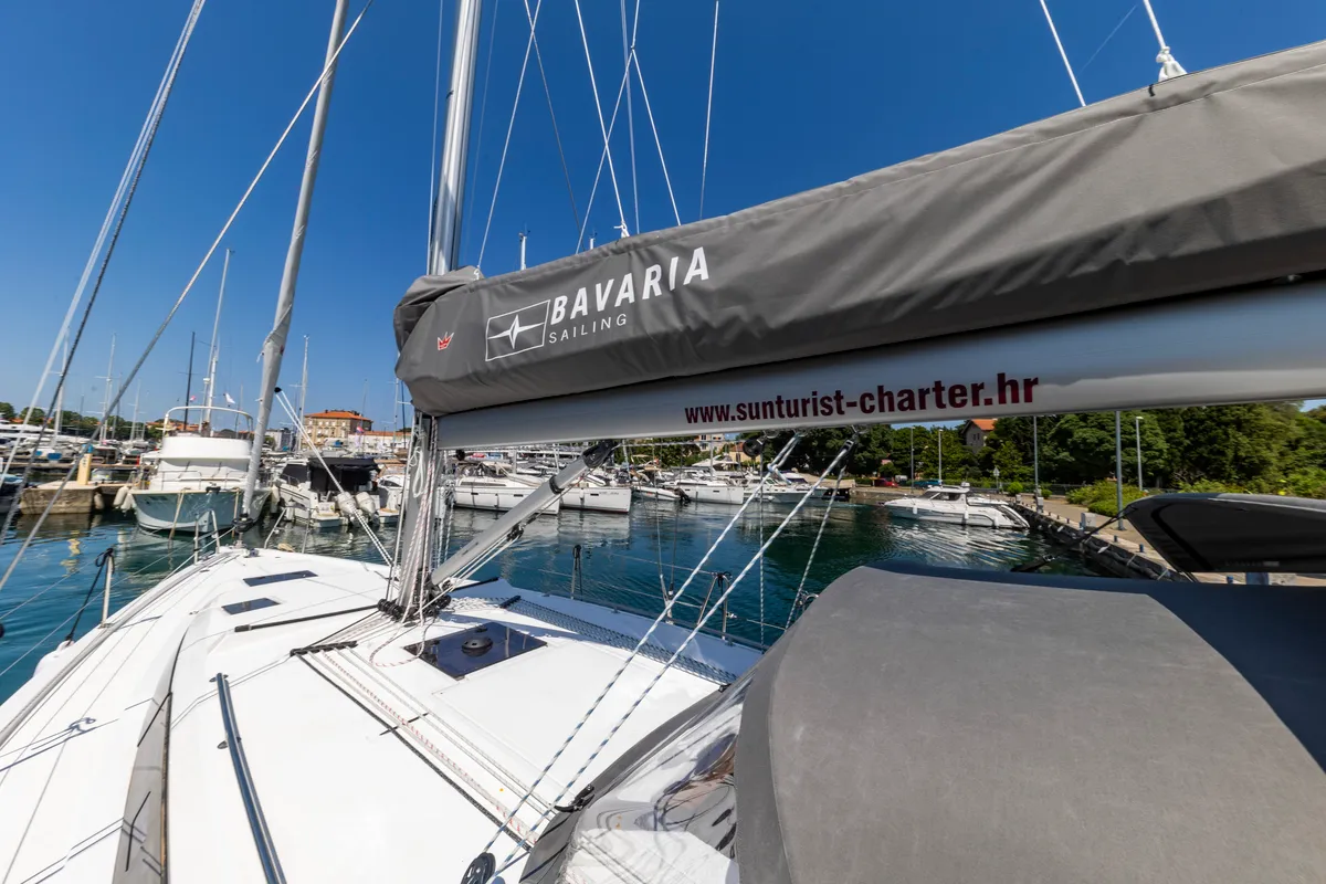 Deck of Maraschino, a Bavaria C42 sailboat at Zadar, Croatia