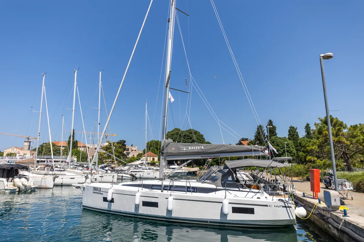 Cockpit of Maraschino, a Bavaria C42 sailboat at Zadar, Croatia