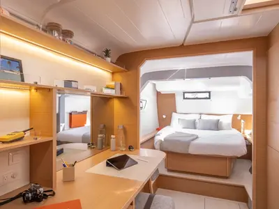 Cabin on Elyvian Dream, a Excess 14 catamaran at Brindisi, Italy