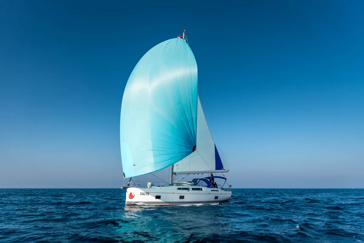Exterior view of Elba, a Hanse 418 sailboat at Medulin, Croatia