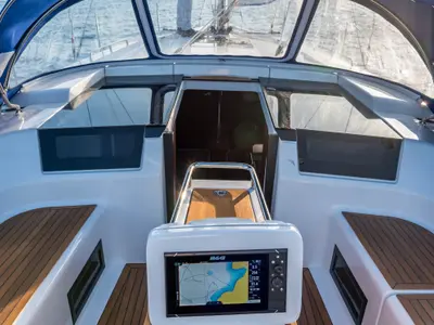 Cockpit of Elba, a Hanse 418 sailboat at Medulin, Croatia