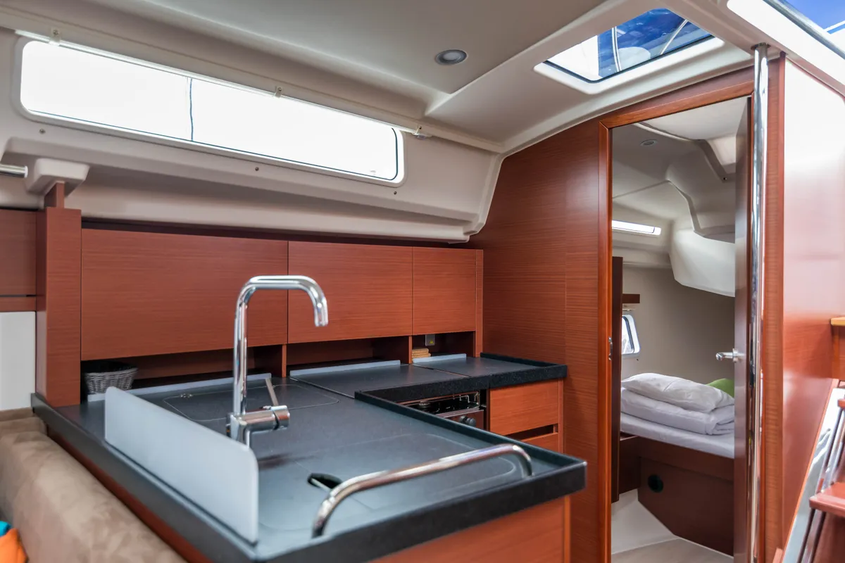 Galley of Elba, a Hanse 418 sailboat at Medulin, Croatia