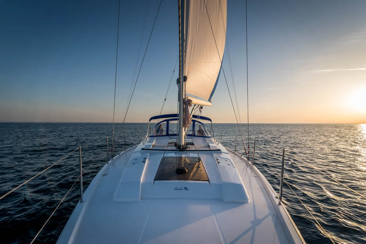 Exterior view of Elba, a Hanse 418 sailboat at Medulin, Croatia