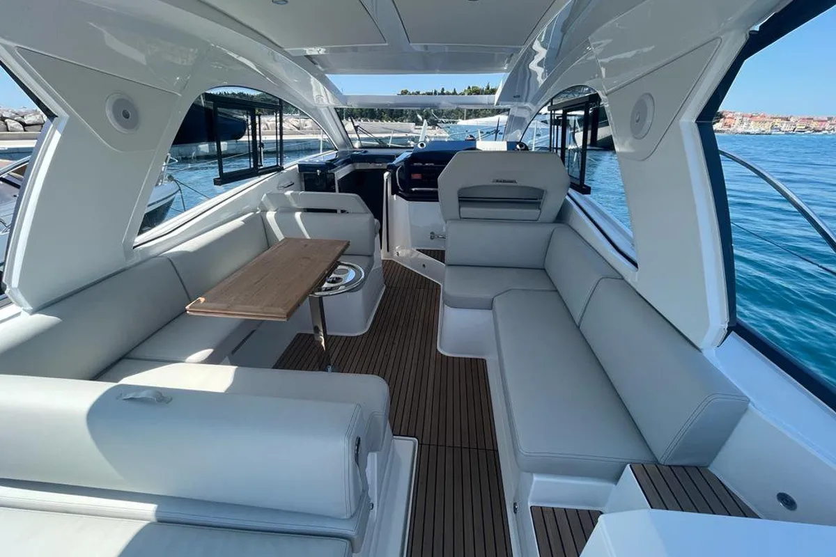 Deck of Gran Turismo 36, a Beneteau Gran Turismo 36 motorboat at Grad Pula, Croatia