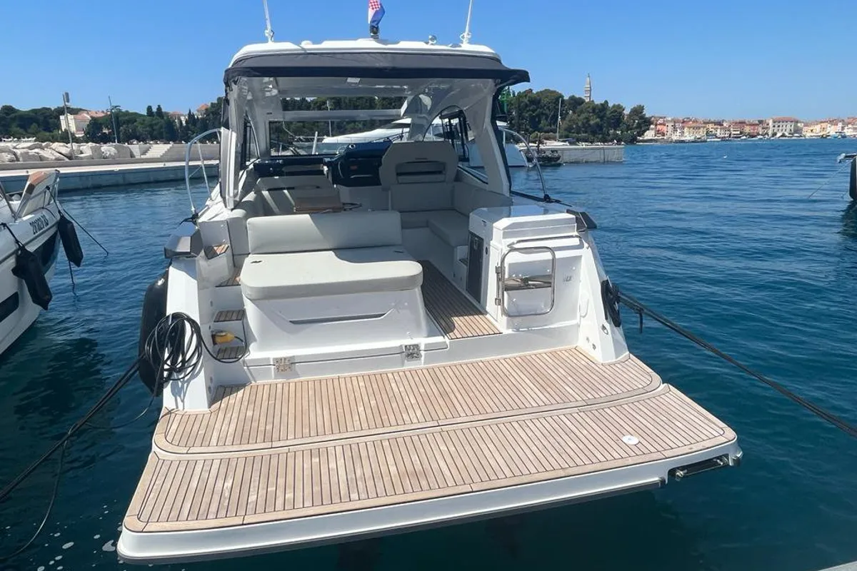 Deck of Gran Turismo 36, a Beneteau Gran Turismo 36 motorboat at Grad Pula, Croatia