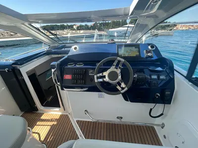 Cockpit of Gran Turismo 36, a Beneteau Gran Turismo 36 motorboat at Grad Pula, Croatia