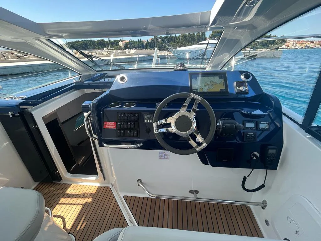 Cockpit of Gran Turismo 36, a Beneteau Gran Turismo 36 motorboat at Grad Pula, Croatia