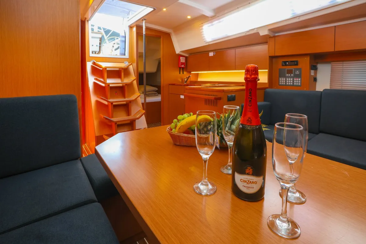 Salon of Pomena, a Bavaria C38 sailboat at Grad Kaštela, Croatia