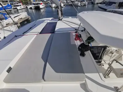 Cockpit of Oryx, a Leopard 45 catamaran at Road Town, British Virgin Islands