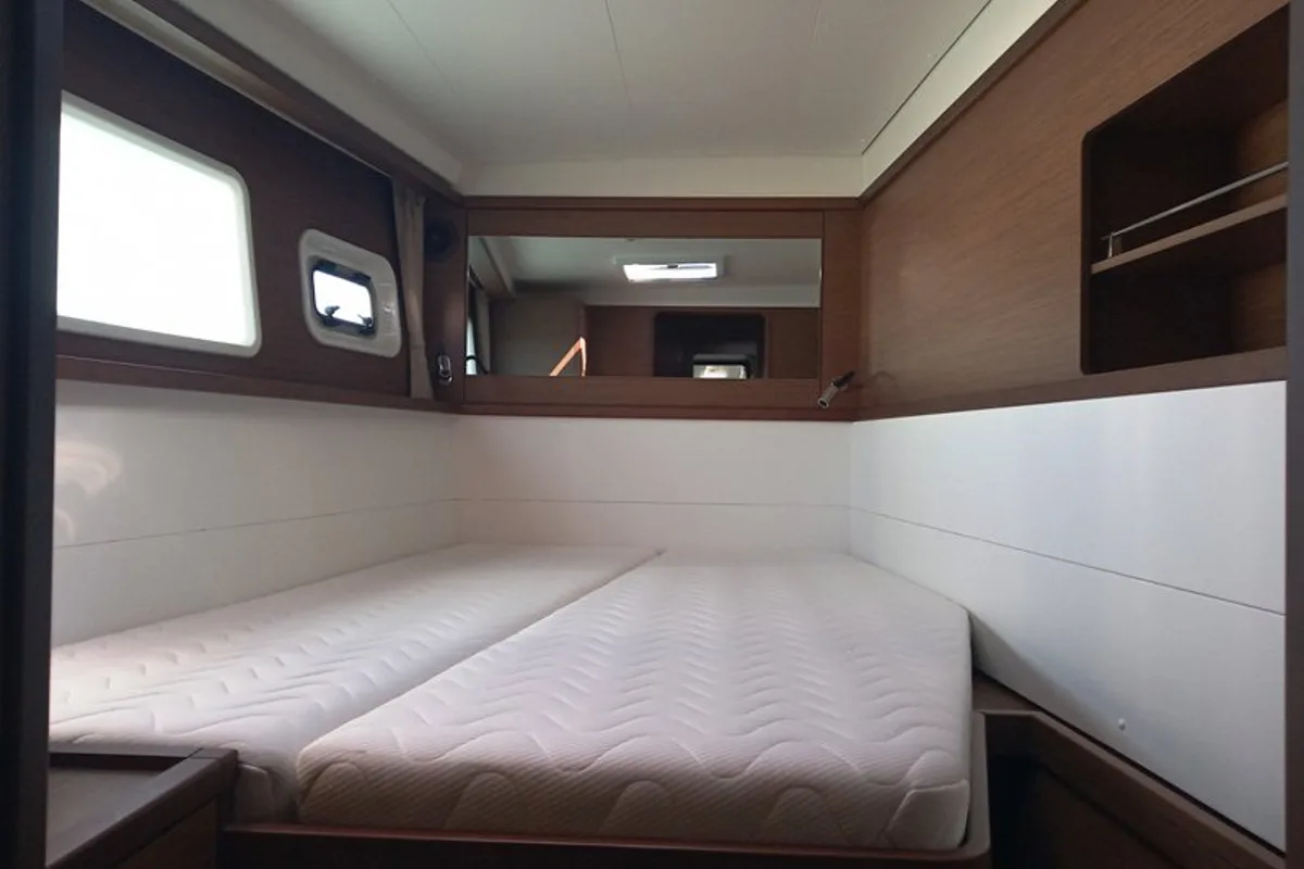 Cabin on Golden Dream, a Lagoon 450 F catamaran at Lavreotiki Municipal Unit, Greece