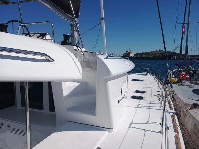 Deck of Golden Dream, a Lagoon 450 F catamaran at Lavreotiki Municipal Unit, Greece