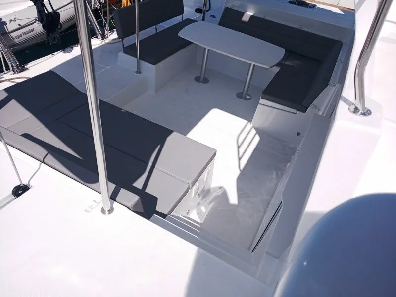 Deck of Golden Dream, a Lagoon 450 F catamaran at Lavreotiki Municipal Unit, Greece