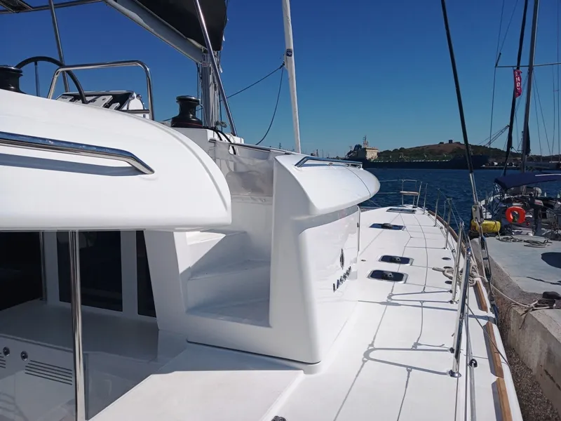 Deck of Golden Dream, a Lagoon 450 F catamaran at Lavreotiki Municipal Unit, Greece
