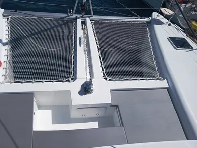 Deck of Golden Dream, a Lagoon 450 F catamaran at Lavreotiki Municipal Unit, Greece