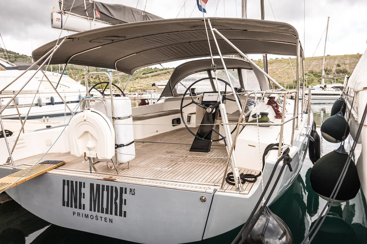 Exterior view of One More, a More 55 sailboat at Primošten, Croatia