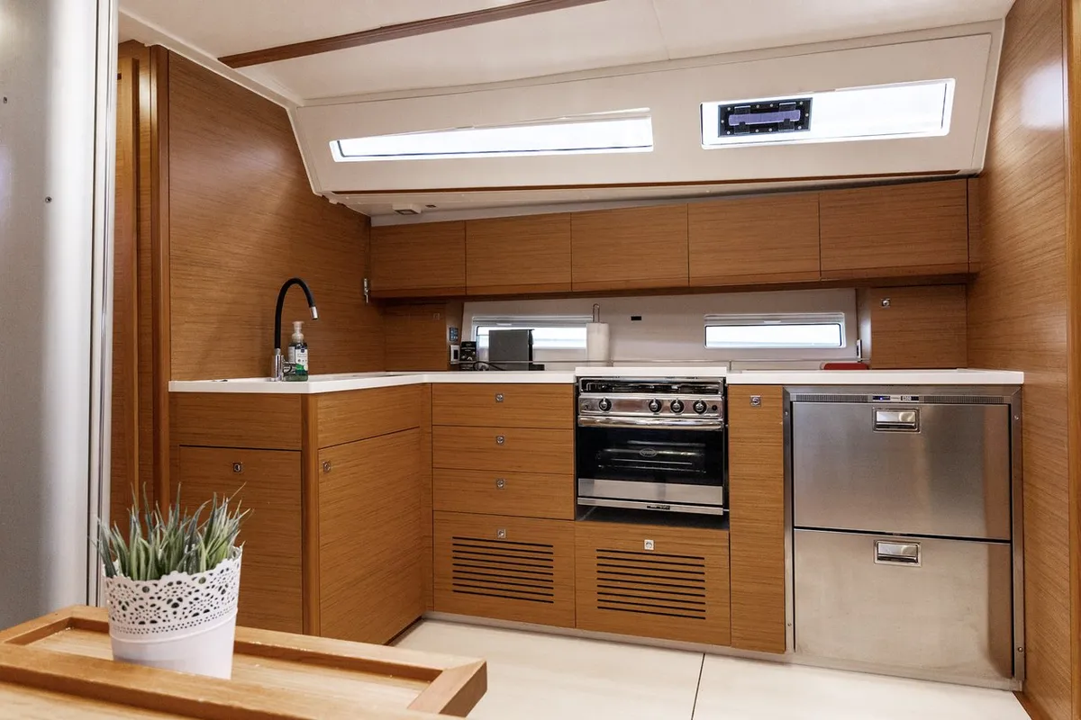 Galley of One More, a More 55 sailboat at Primošten, Croatia