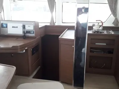Cockpit of Utopia, a Lagoon 42 catamaran at Alameda, United States