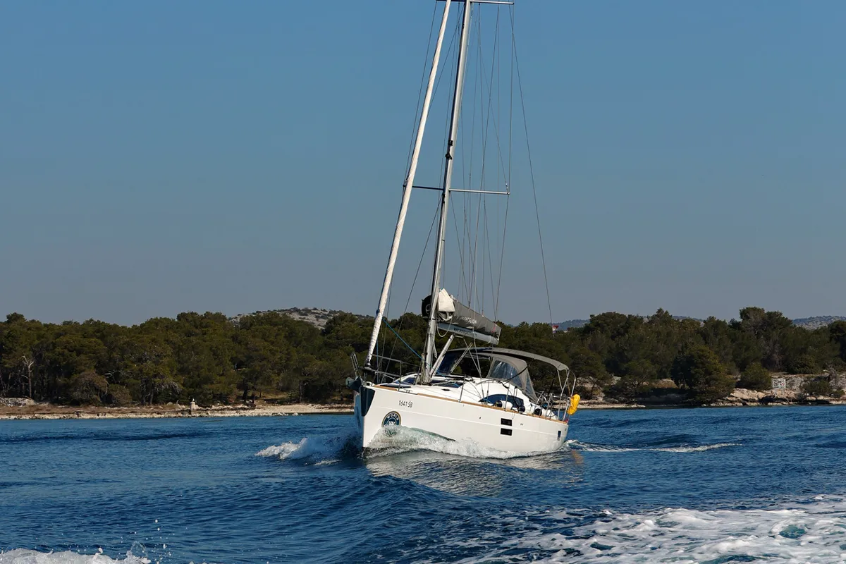 Exterior view of Black Panther, a Elan Impression 40 sailboat at Šibenik, Croatia