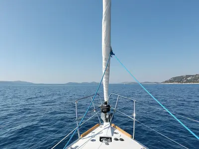 Deck of Black Panther, a Elan Impression 40 sailboat at Šibenik, Croatia
