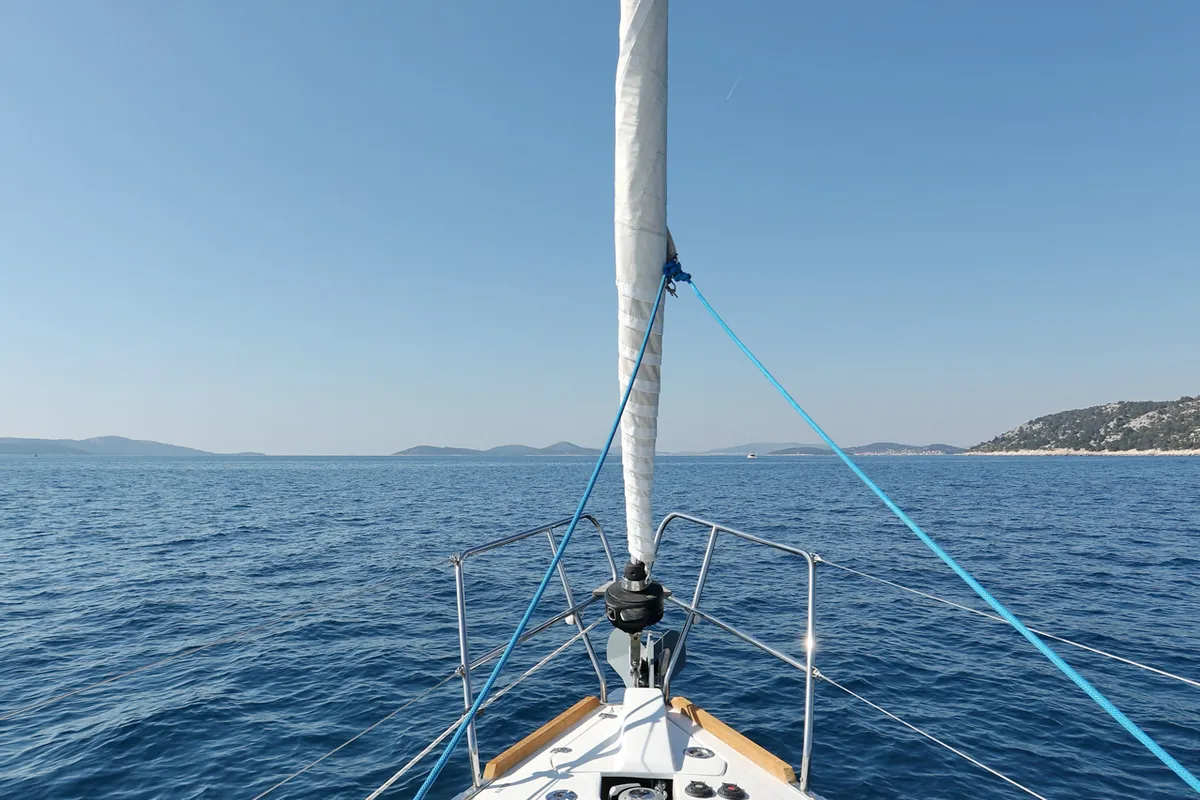 Deck of Black Panther, a Elan Impression 40 sailboat at Šibenik, Croatia