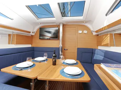 Salon of Black Panther, a Elan Impression 40 sailboat at Šibenik, Croatia