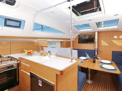 Galley of Black Panther, a Elan Impression 40 sailboat at Šibenik, Croatia