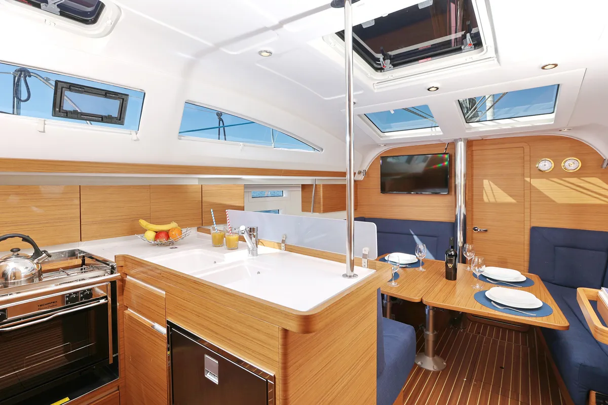 Galley of Black Panther, a Elan Impression 40 sailboat at Šibenik, Croatia