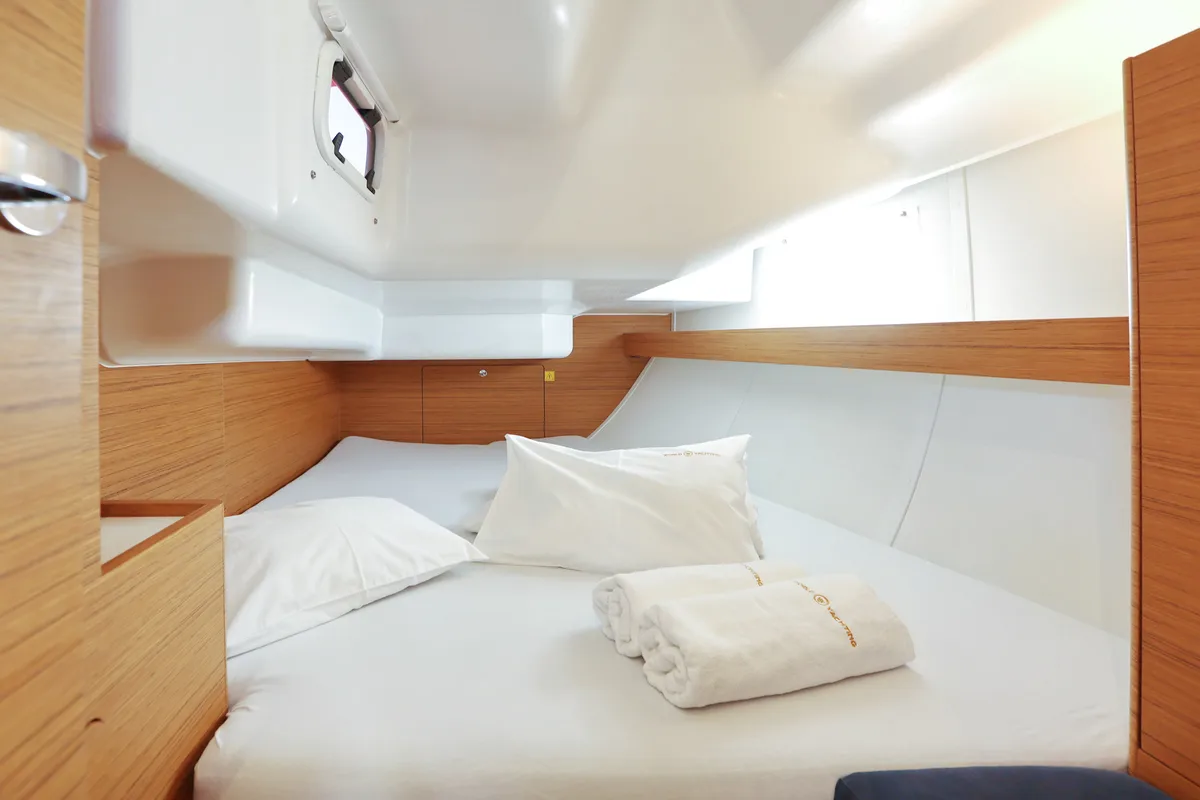 Cabin on Black Panther, a Elan Impression 40 sailboat at Šibenik, Croatia