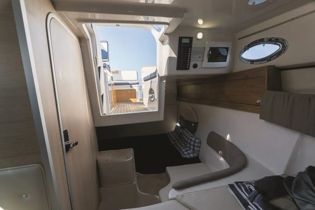 Cabin on Eolo, a Eolo 770 Cruiser motorboat at Punat, Croatia