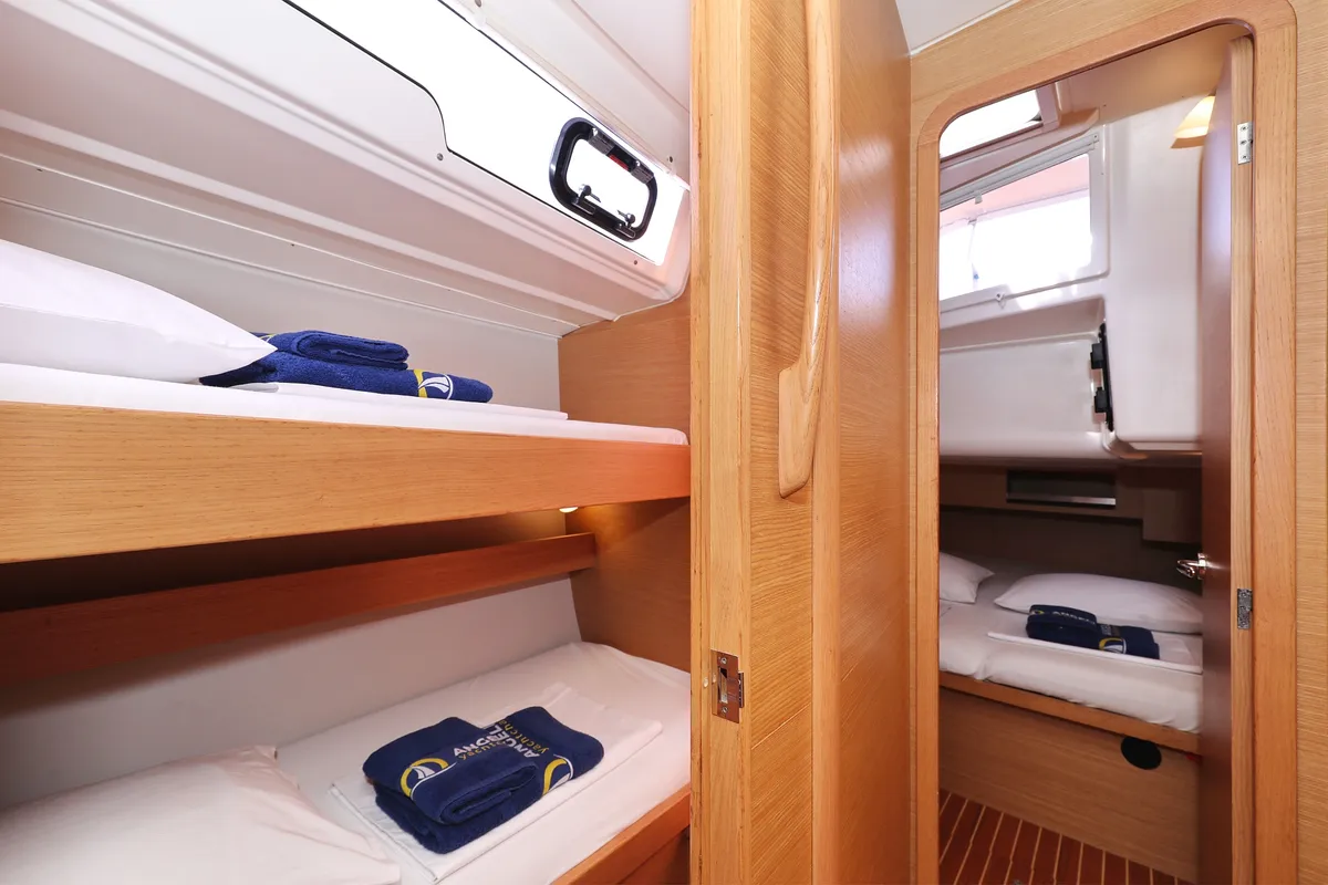 Cabin on Friendship, a Dufour 430 GL sailboat at Vodice, Croatia