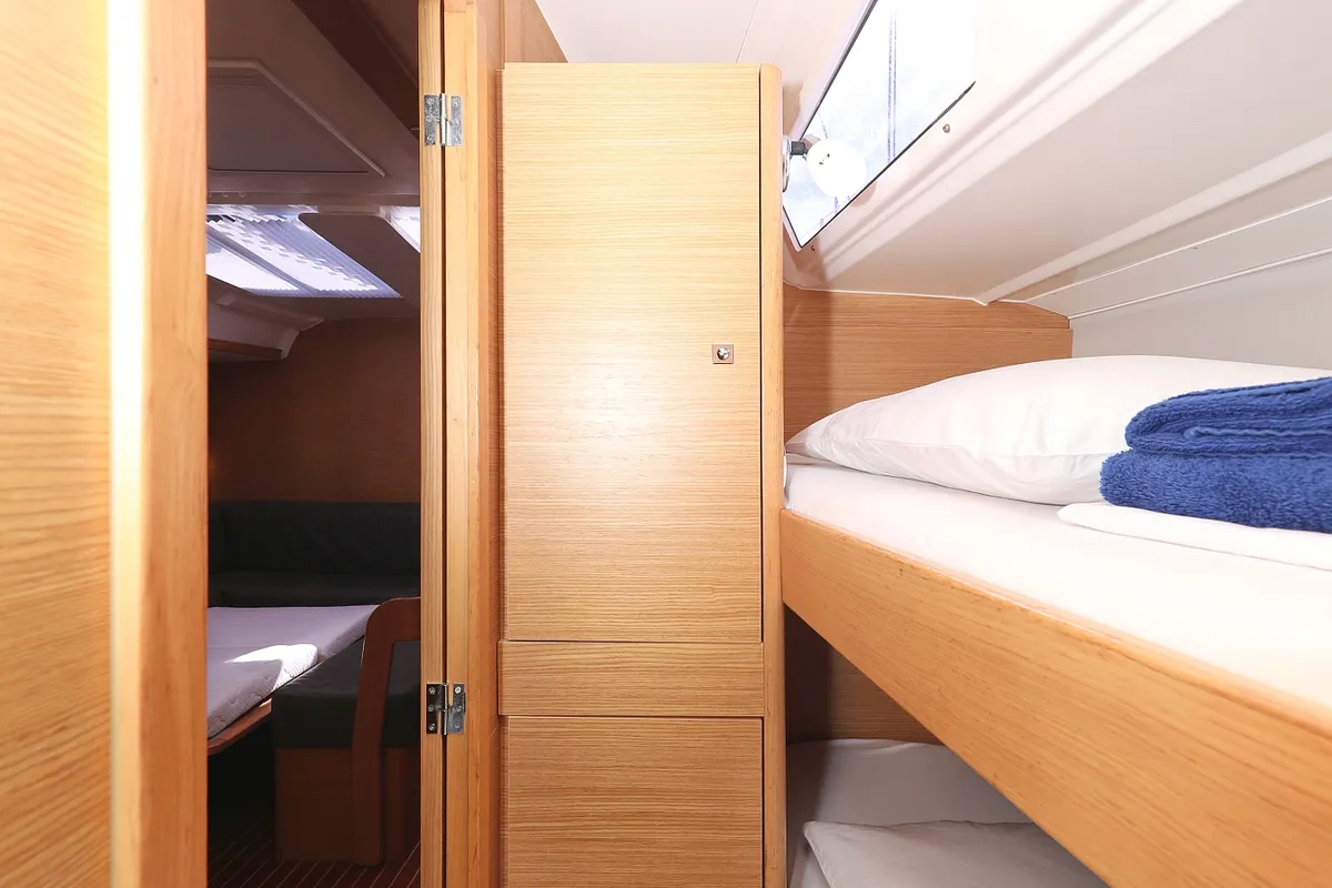 Cabin on Friendship, a Dufour 430 GL sailboat at Vodice, Croatia