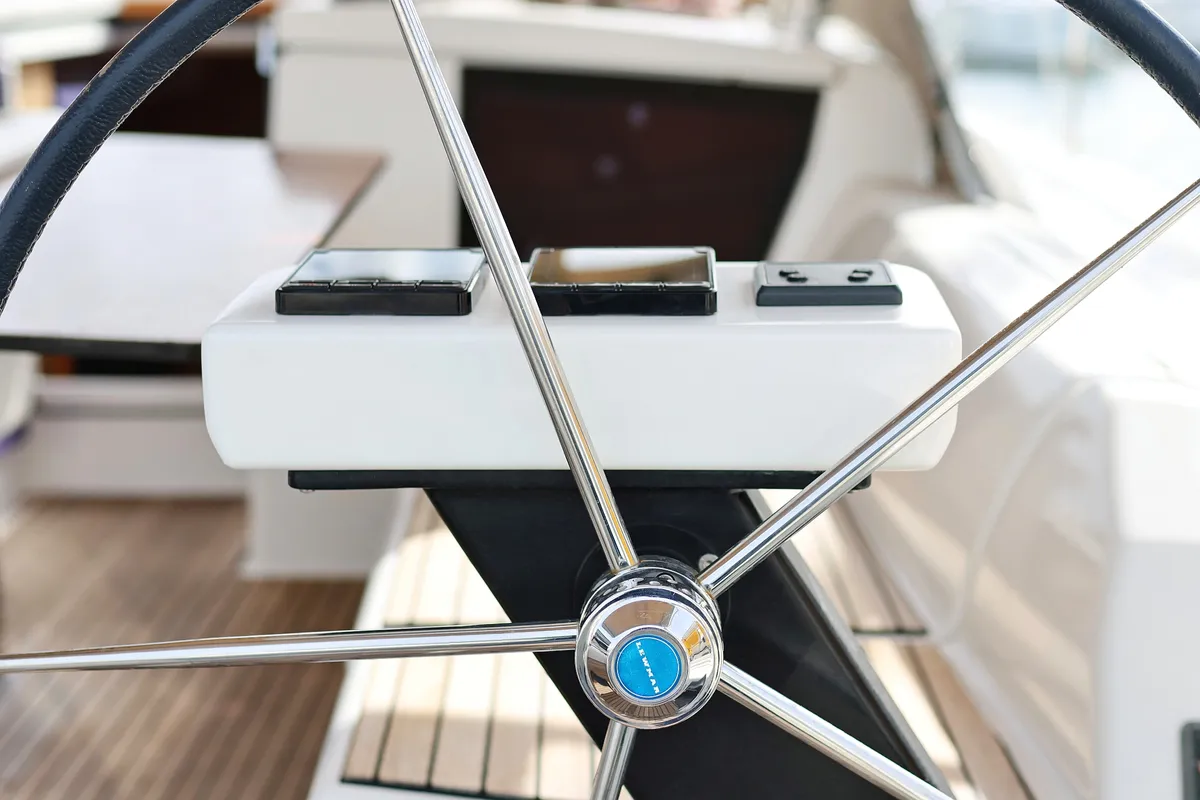 Cockpit of Friendship, a Dufour 430 GL sailboat at Vodice, Croatia